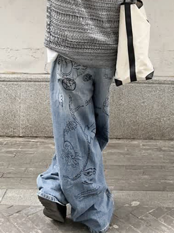 Lustige Herrenjeans mit handbemaltem Aufdruck-2