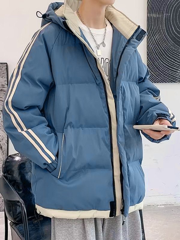 Wattierte Jacke mit Seitenstreifen und Kapuze für Herren-2