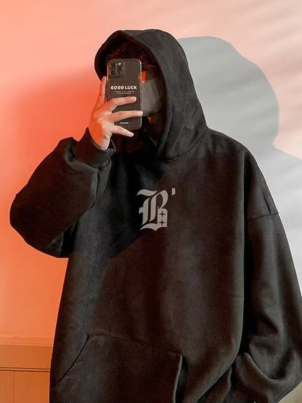 Übergroßer Kapuzenpullover mit Print für Herren-1