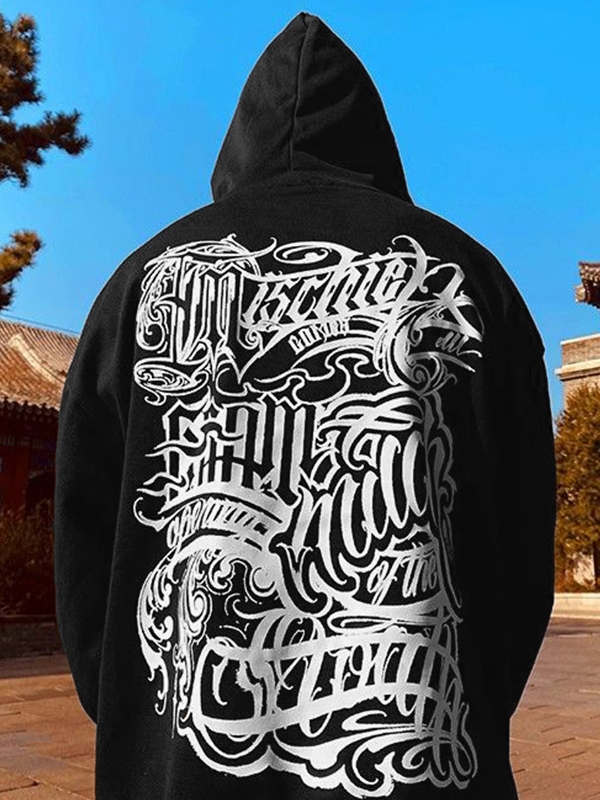 Übergroßer Kapuzenpullover mit Disorganized-Print für Herren-1