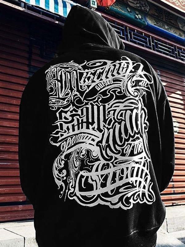 Übergroßer Kapuzenpullover mit Disorganized-Print für Herren-2