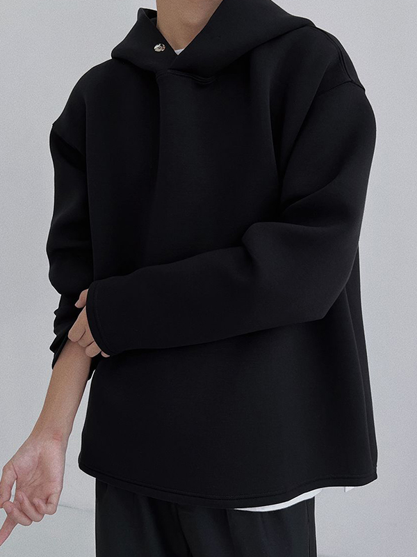 Vielseitiger, einfarbiger, übergroßer Kapuzenpullover für Herren-3