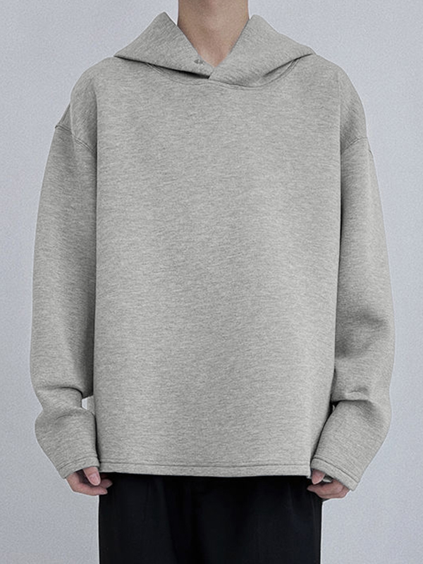 Vielseitiger, einfarbiger, übergroßer Kapuzenpullover für Herren-2