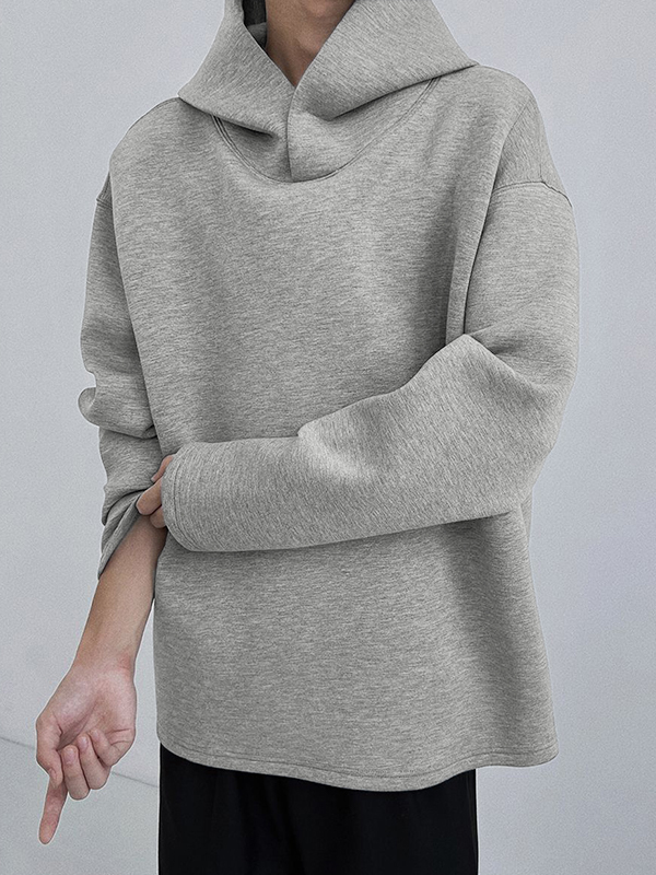 Vielseitiger, einfarbiger, übergroßer Kapuzenpullover für Herren-1